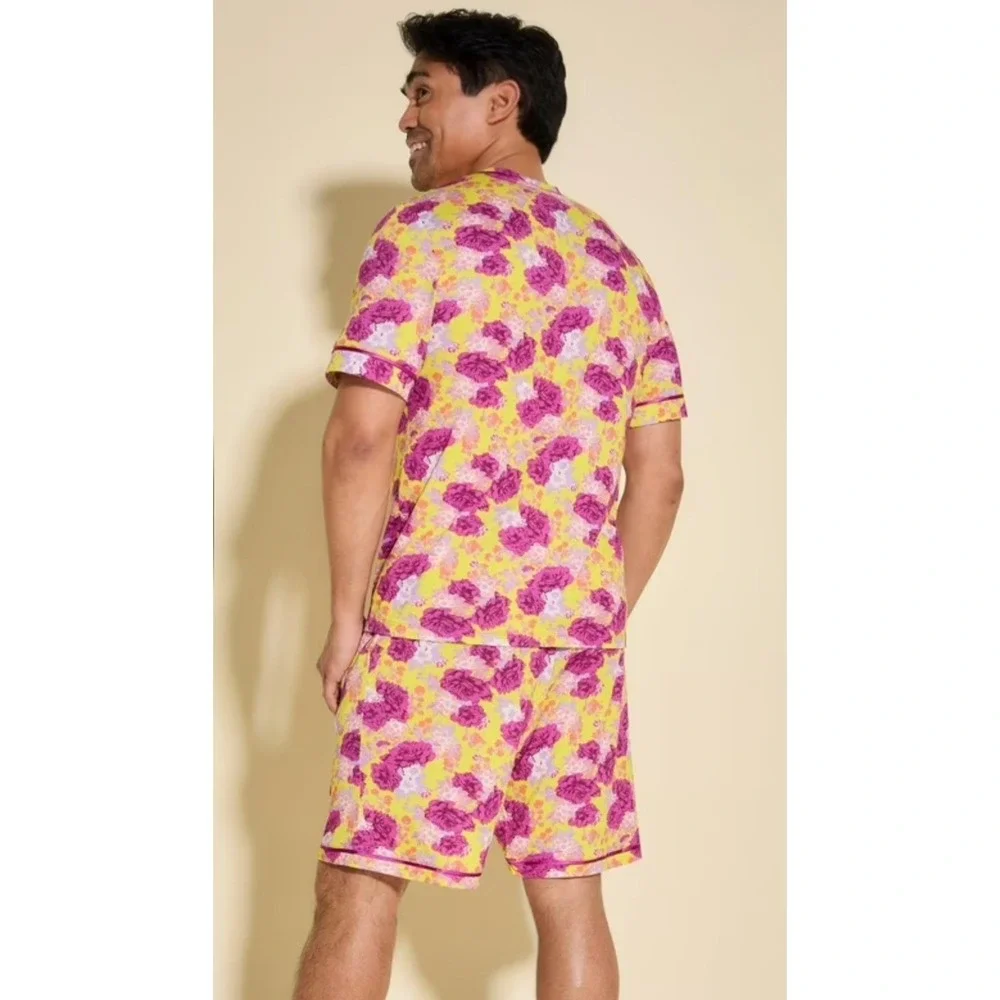 Cosabella Bella Mens Pajama Set Floral Burst Cape Fuchsia Short Sleeve Shorts
